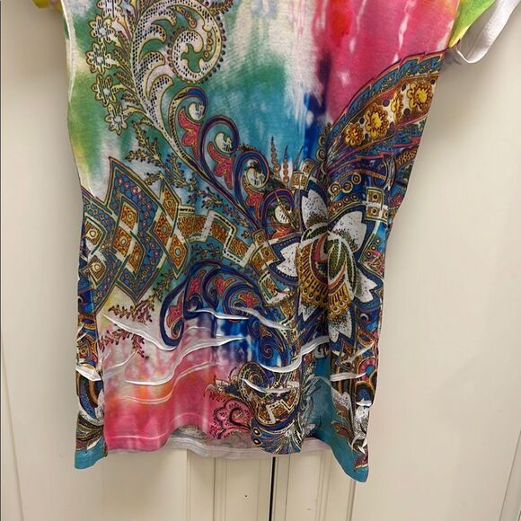 Y2K Cache Vintage Diamanté Studded Floral Paisley Fitted T-shirt - Picture 4 of 9